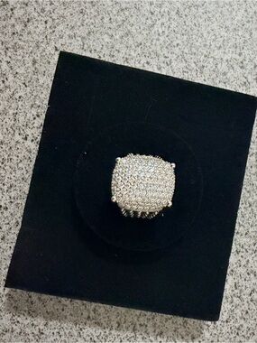 David Yurman Pave Diamond Cushion Ring in Silver Tone